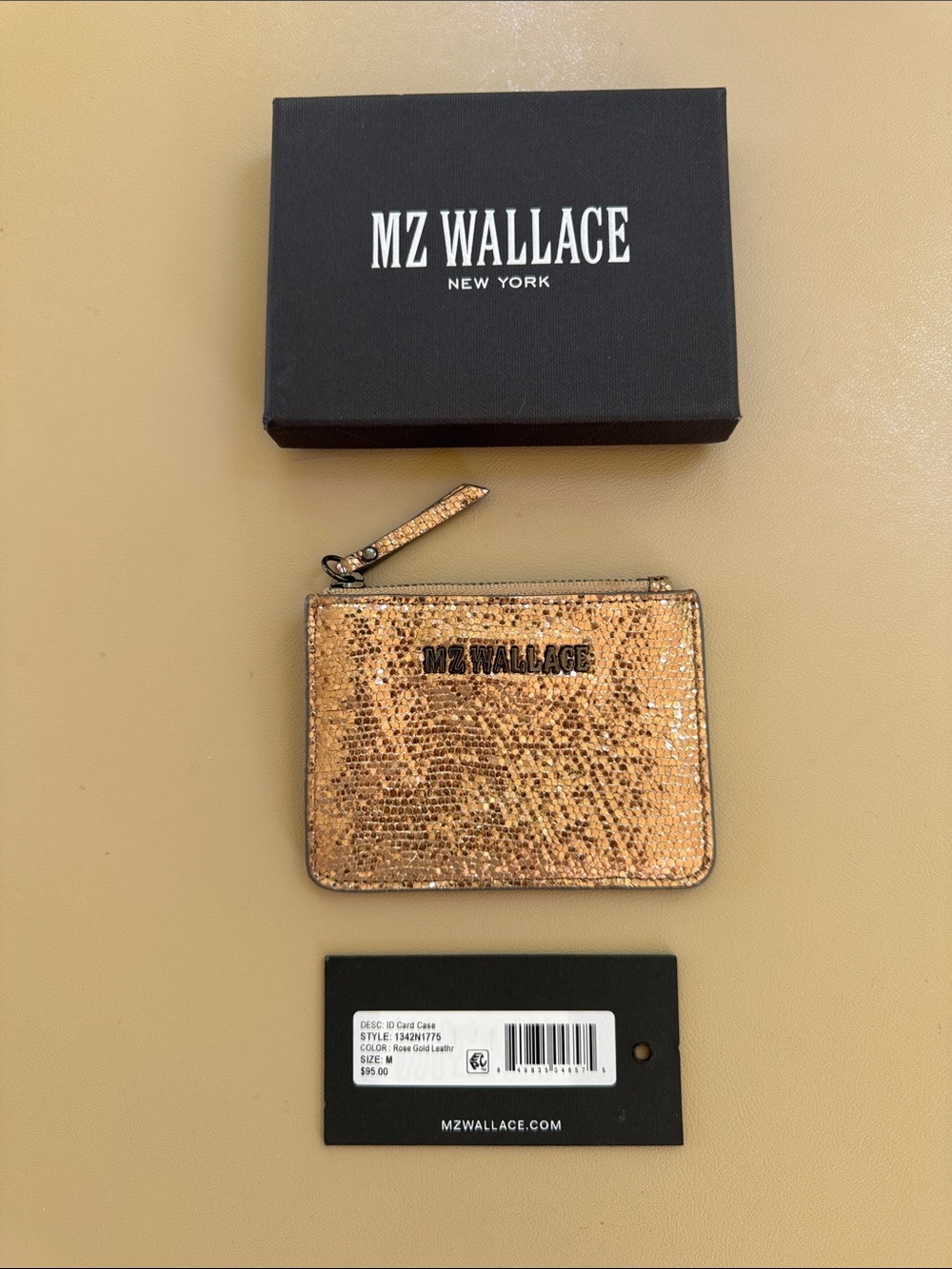 Metallic textured leather ID card case